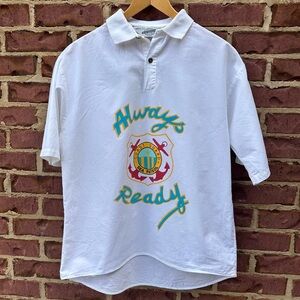 Vintage Coast Guard Always Ready Collared Shirt Anchor Bon Homme USA 80s 90s
